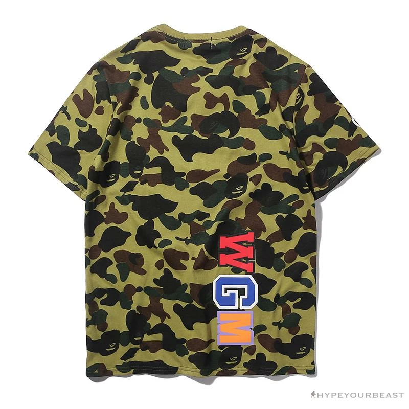 BAPE Camouflage Shark Head Classic Cotton Short Sleeve Tee Shirt ‘GREEN’ Clothes