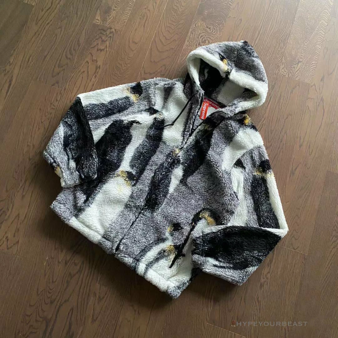 hypeyourbeast S*p*e penguins hooded fleece jacket black hoodies & jackets