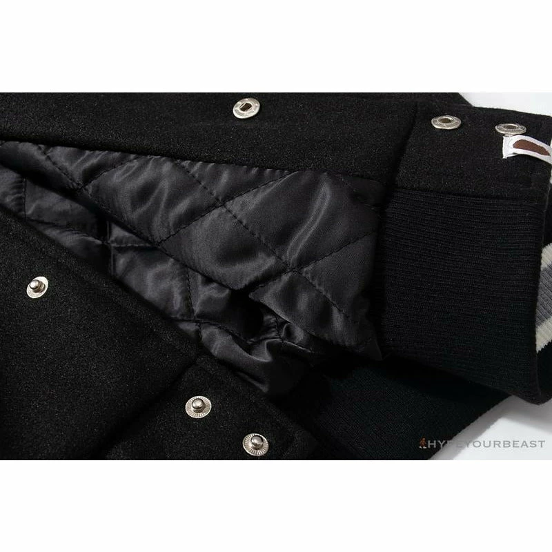 BAPE Embroidered STA Star Stitched Woolen Baseball Jacket ‘BLACK’