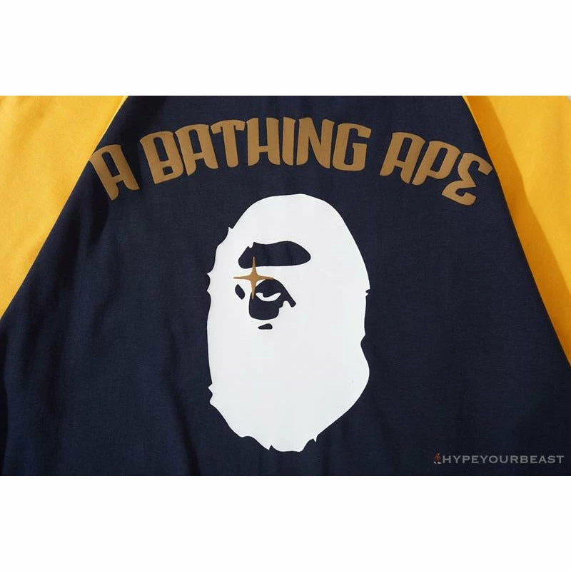 Clothes BAPE Japanese Ninja Ape Man Raglan Sleeve Color Block Tee Shirt ‘YELLOW’