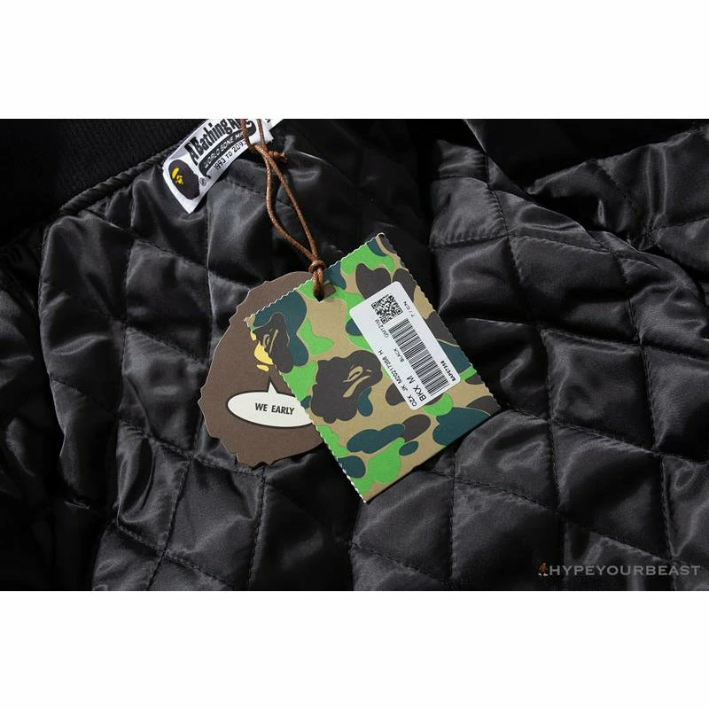 BAPE Embroidered STA Star Stitched Woolen Baseball Jacket ‘BLACK’