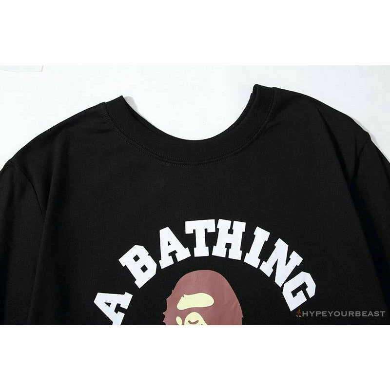 BAPE Classic Basic Ape Man Head English LOGO Tee Shirt ‘BLACK’ Clothes