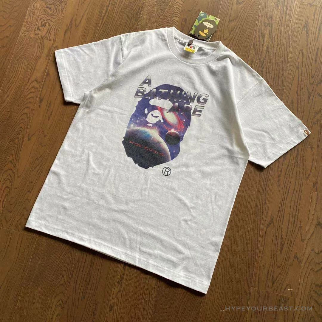 Clothes Bape Tee Shirt White Galaxy