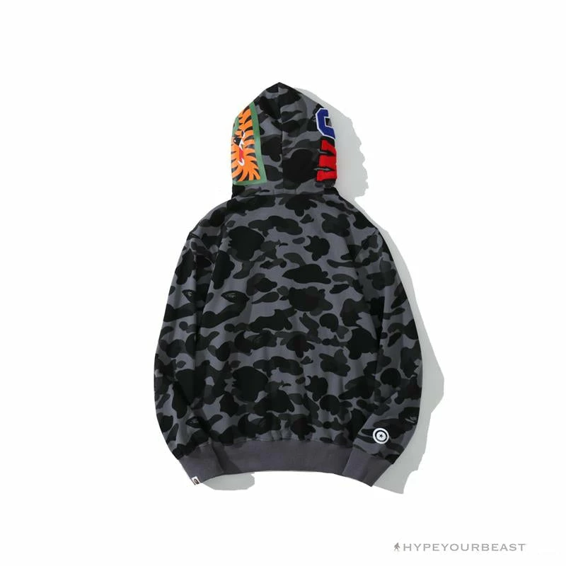 Clothes BAPE Camo Hoodie Shark Head ‘GREY’
