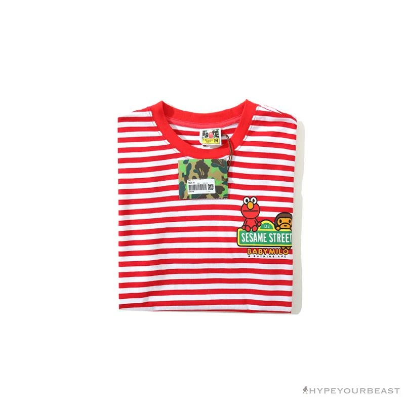 BAPE Baby Milo Sesame Street Striped Tee Shirt ‘RED’