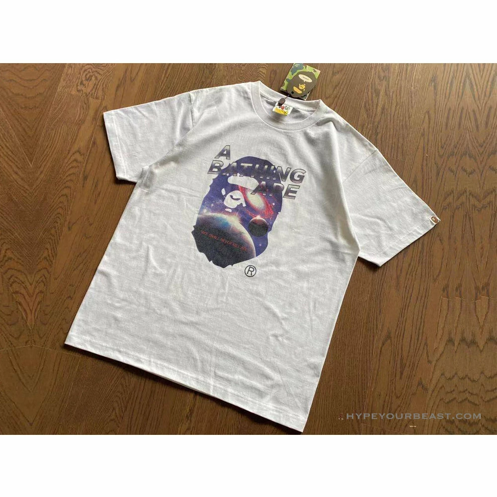 Clothes Bape Tee Shirt White Galaxy