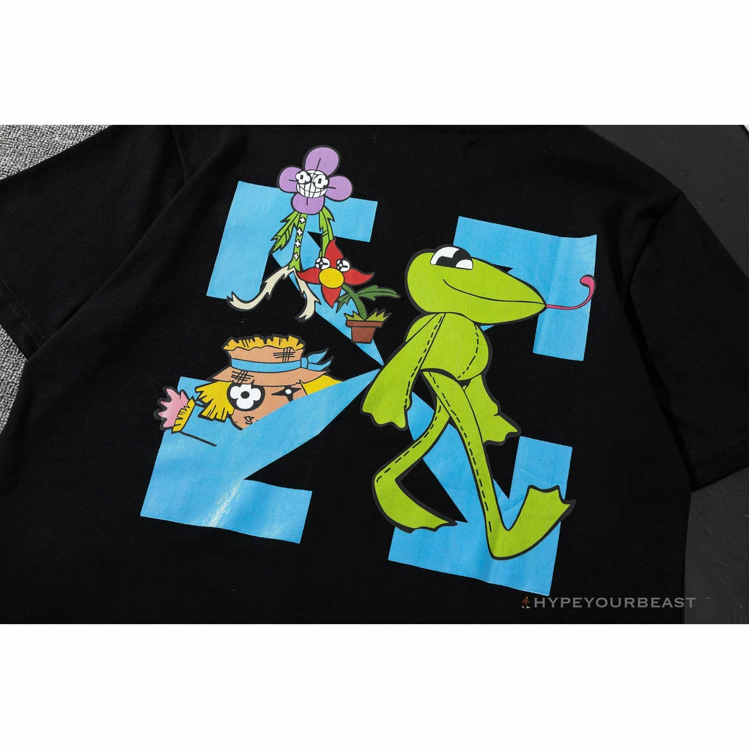OFF-WHITE Floral And Frog Pattern Tee Shirt ‘BLACK’ T-Shirts