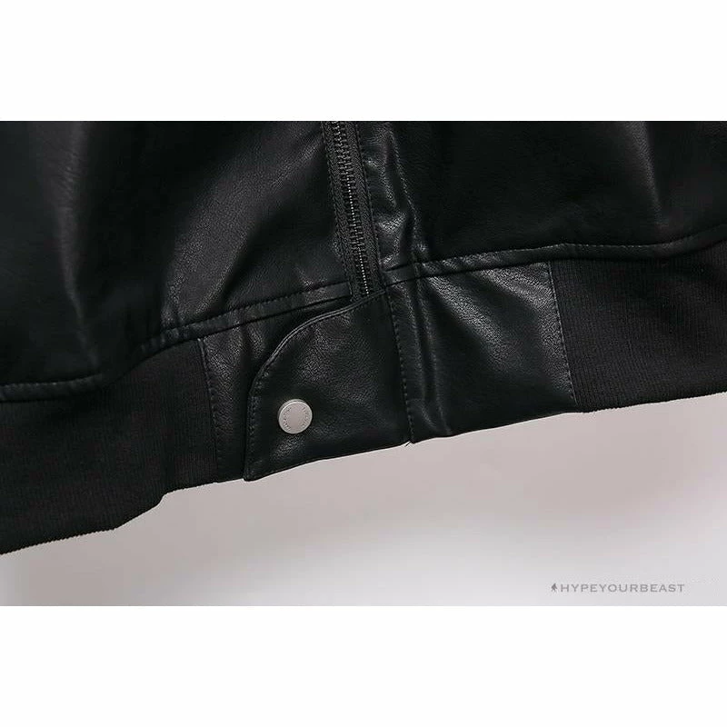 OFF-WHITE 20FW New Logo Hooded Leather Jacket Black Hoodies & Jackets
