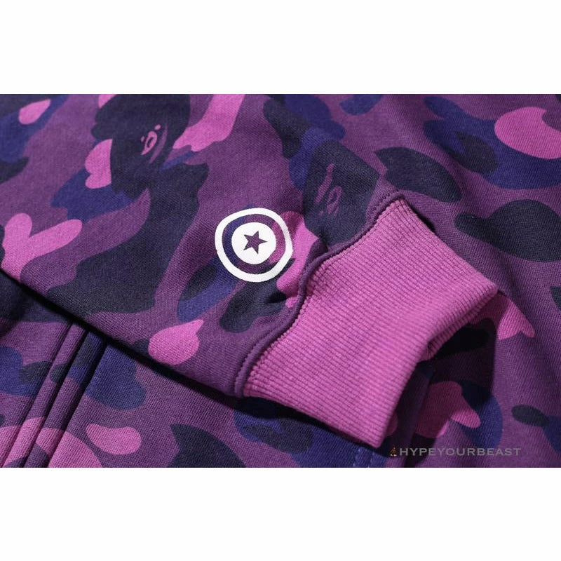 BAPE Shark Head Classic Embroidered Camouflage Zip-Up Hoodie ‘PURPLE’ Clothes