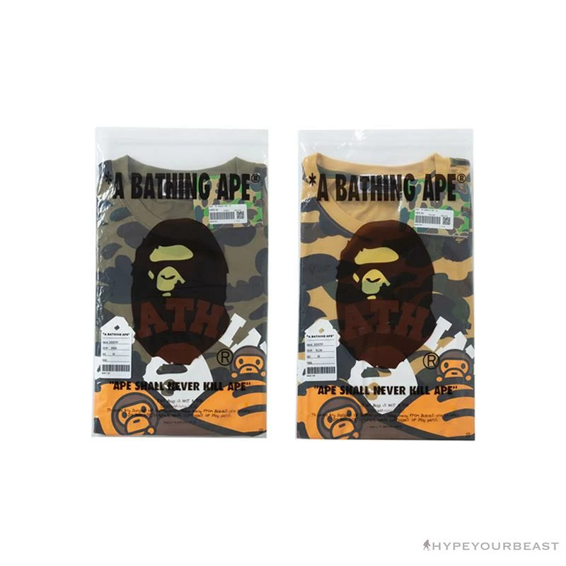 BAPE KIDS Elbow Hug Gorilla Camouflage Tee Shirt ‘GREEN’