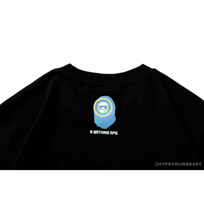 Clothes BAPE Ape Head Blue X Yellow Contrast Letter Tee Shirt