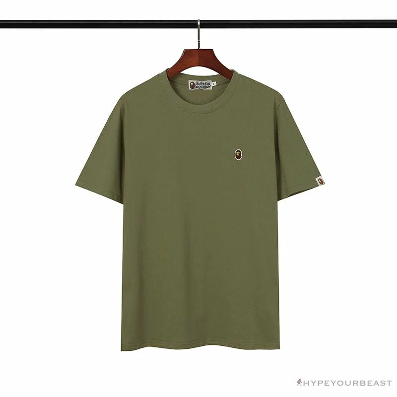 Clothes BAPE Classic Embroidered Logo Ape Head Tee Shirt ‘GREEN’