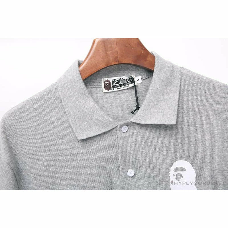 BAPE Classic Ape Head Print Versatile Polo Shirt ‘GREY’