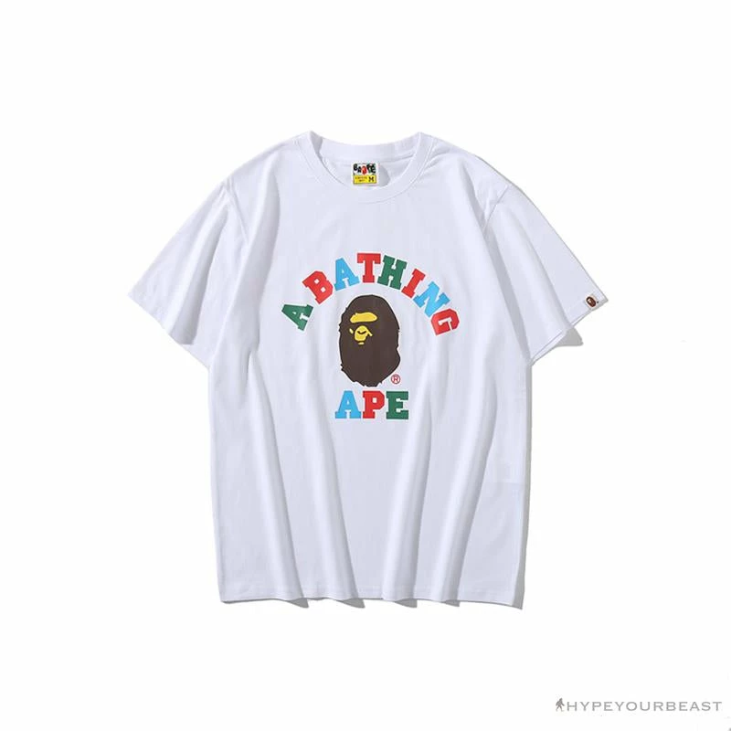 Clothes BAPE Little Ape Head Colorful Classic Tee Shirt ‘WHITE’