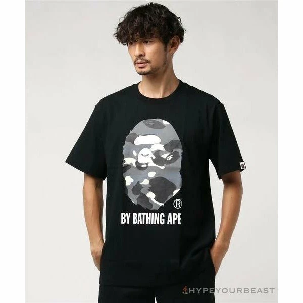 Clothes BAPE Luminous Spots Camouflage Great Ape Man Black Head Cotton Short Sleeve Tee Shirt ‘BLACK’