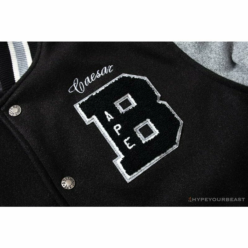BAPE Embroidered STA Star Stitched Woolen Baseball Jacket ‘BLACK’