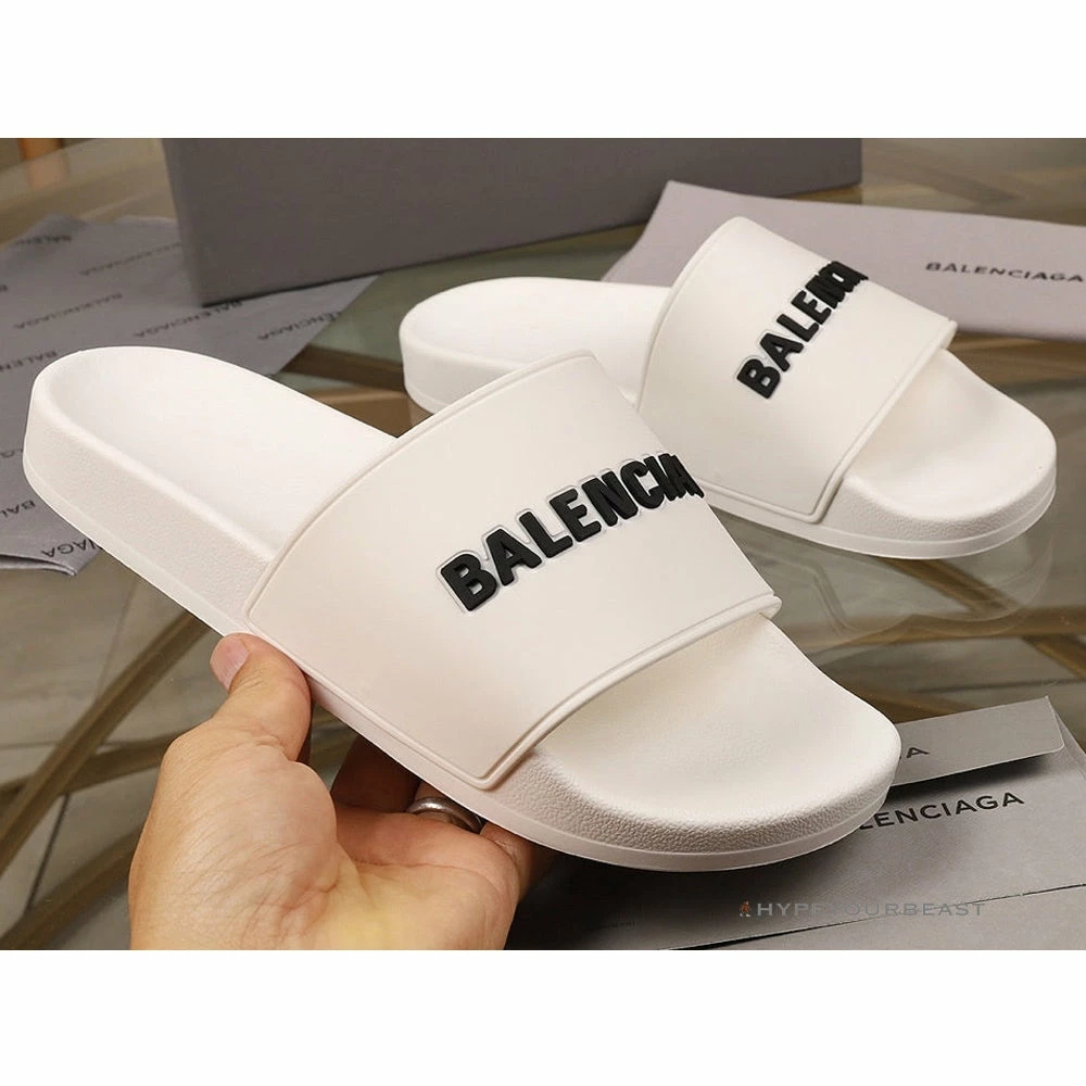 hypeyourbeast Ba*len*cia*ga slides bcg slides white