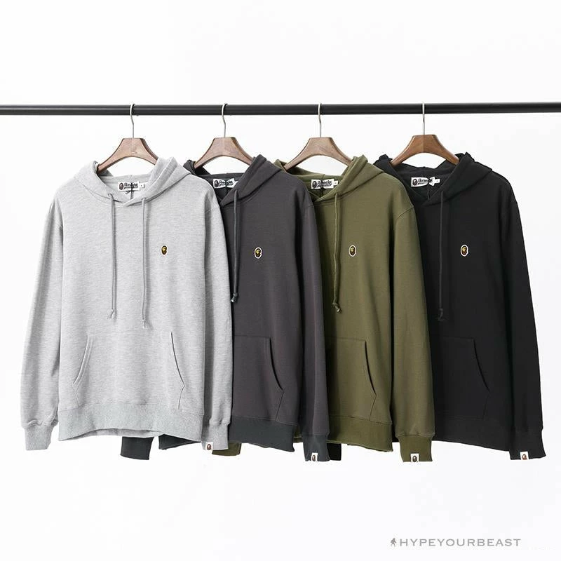 BAPE Classic Ape Head Embroidered Standard Cotton Terry Hoodie ‘ARMY GREEN’