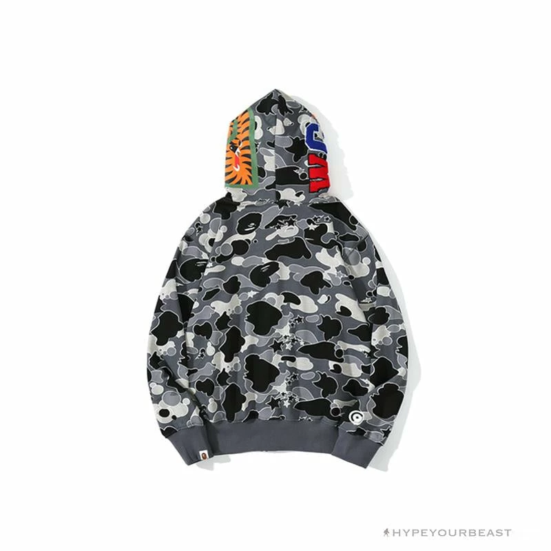 BAPE Shark Head STA Star Camouflage Hoodie ‘BLACK’