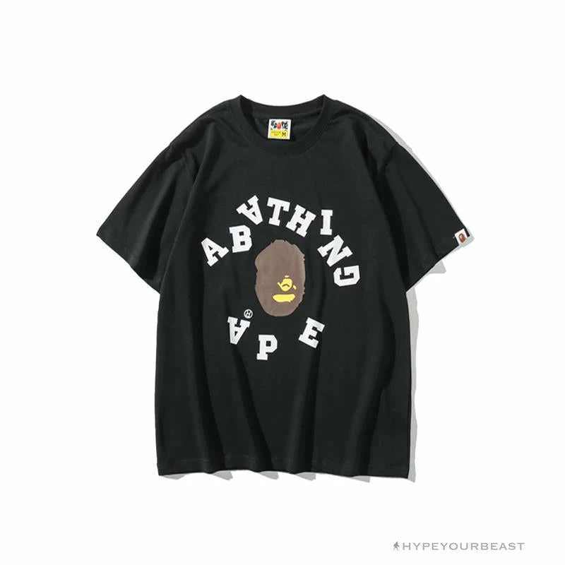BAPE Messy Letters Upside Down Little Ape Head Tee Shirt ‘BLACK’