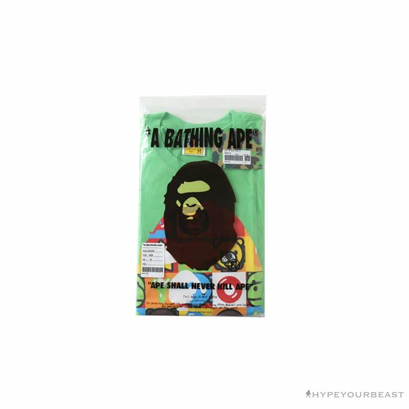 Clothes BAPE Baby Milo Color Square Ape Head Tee Shirt ‘GREEN’