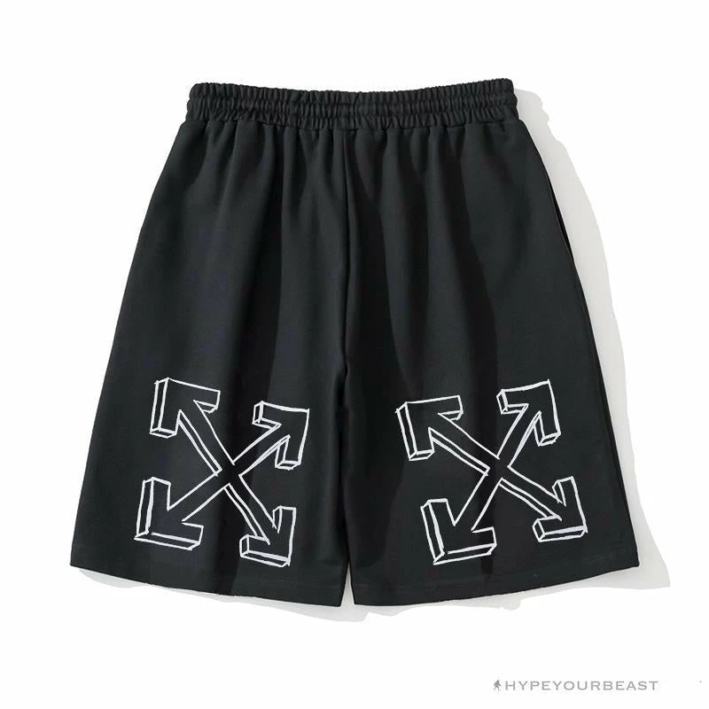 Pants OFF-WHITE Dimensional Sketch Shorts ‘BLACK’