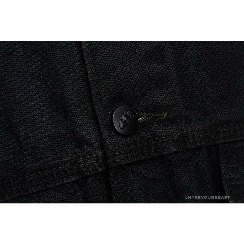 OFF-WHITE Autumn And Winter New ️Back Blue Arrow Wash Denim Jacket Hoodies & Jackets
