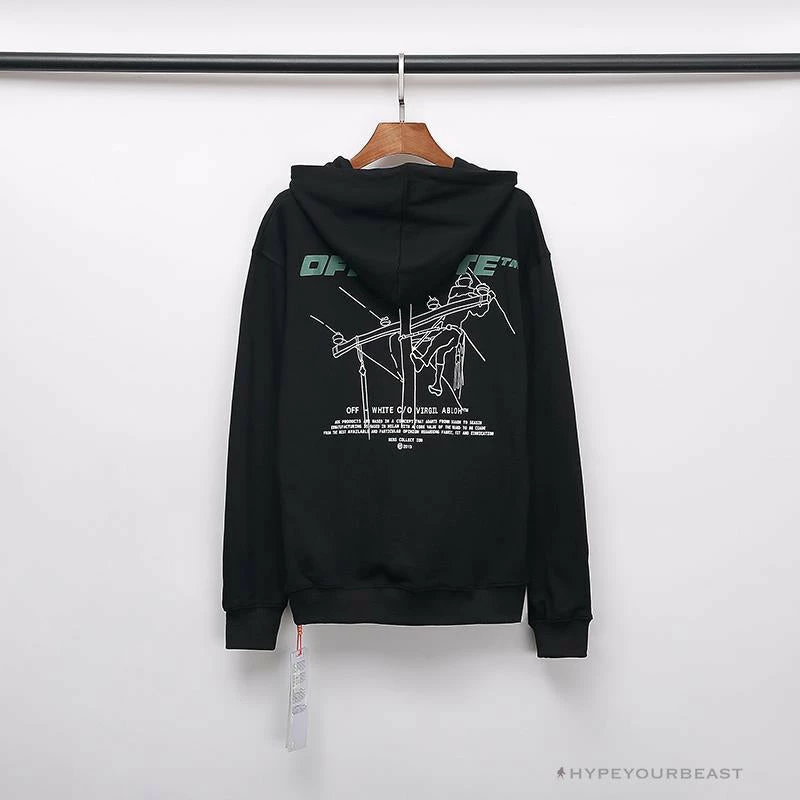 Hoodies & Jackets OFF-WHITE Hand-Painted Utility Pole Worker Hoodie ‘BLACK’