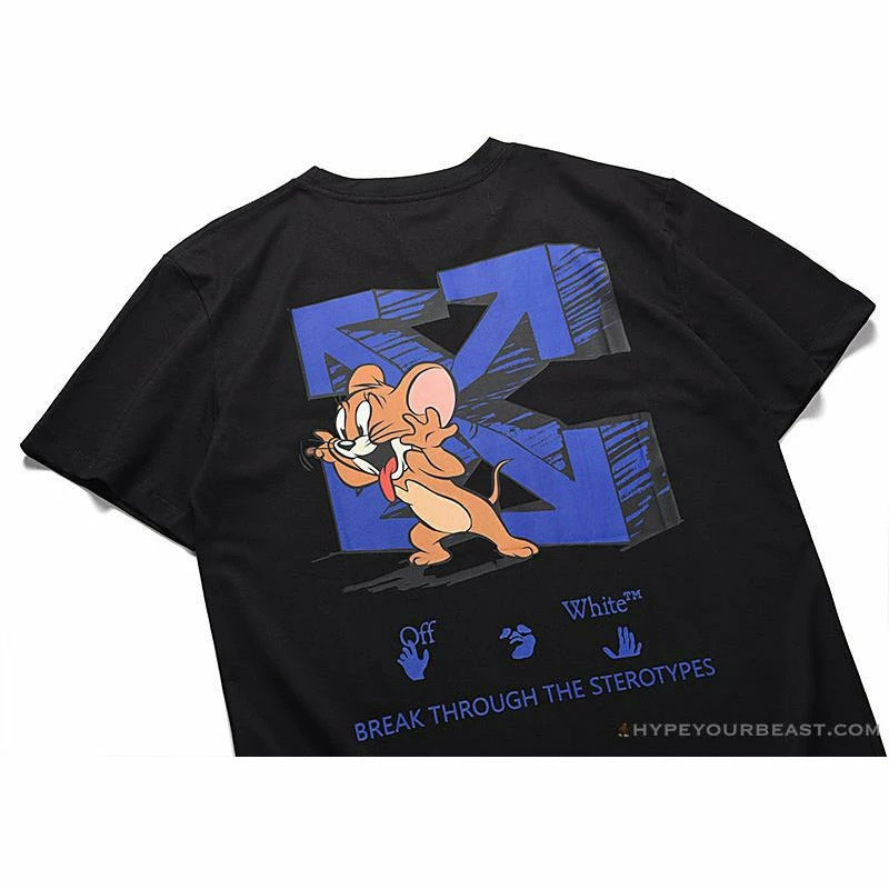 T-Shirts OFF-WHITE Classic Animated Tom And Jerry Arrow Tee Shirt ‘BLACK’