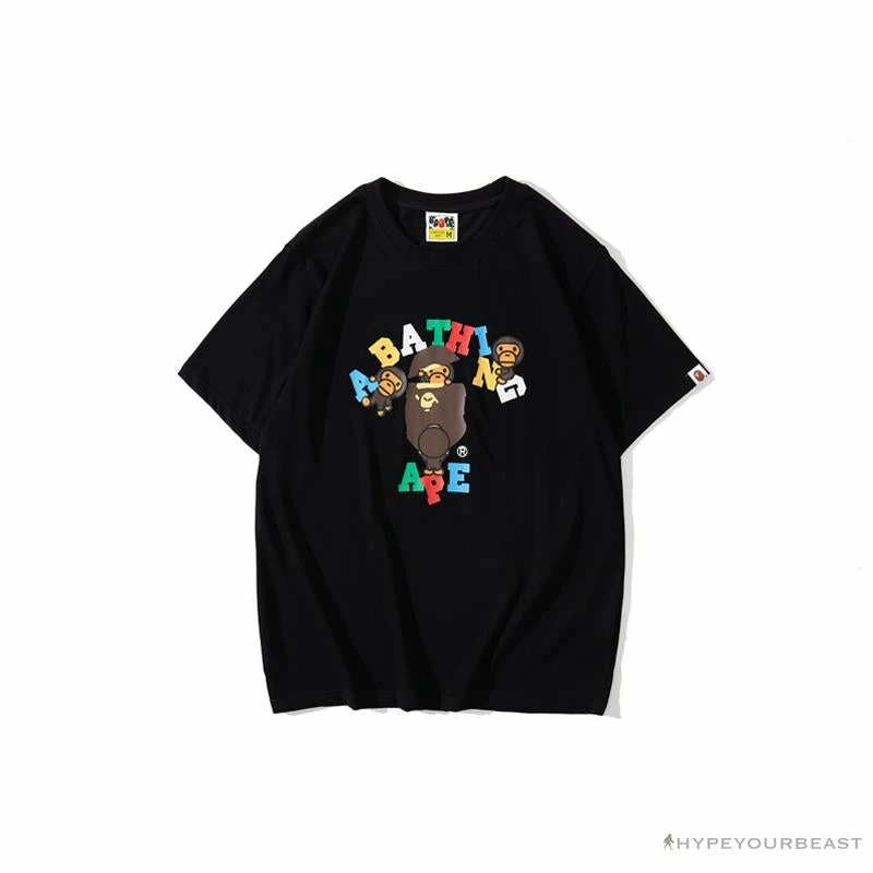 BAPE Baby Milo Color Letter Monkey Tee Shirt ‘BLACK’