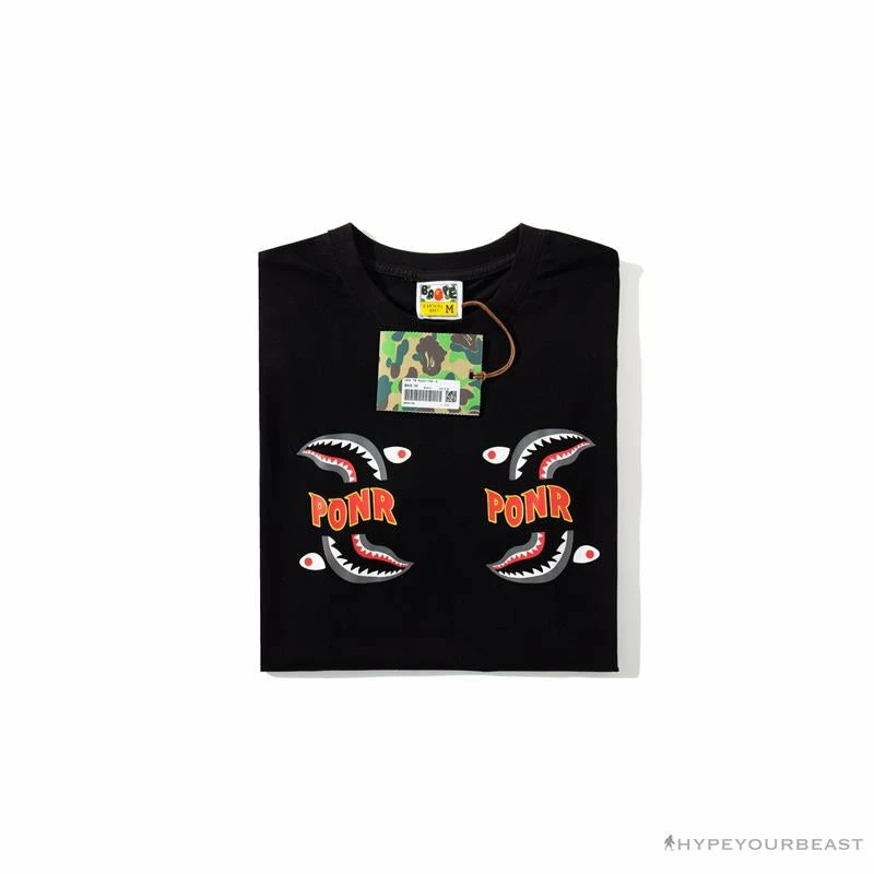 BAPE Shark Head PONR Tee Shirt ‘BLACK’ Clothes