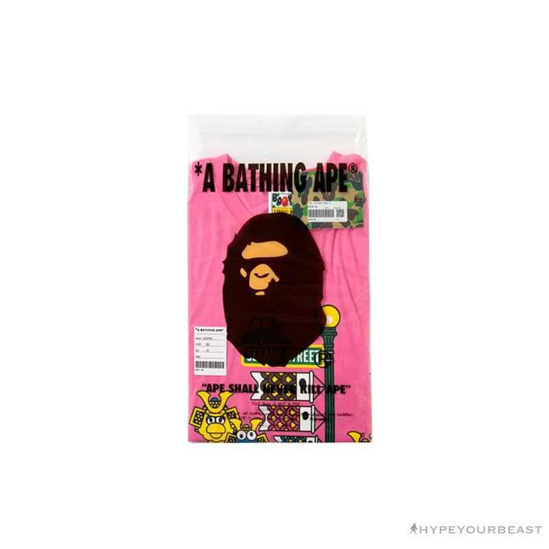 Clothes BAPE Baby Milo Sesame Street Carp Streamer Tee Shirt ‘PINK’