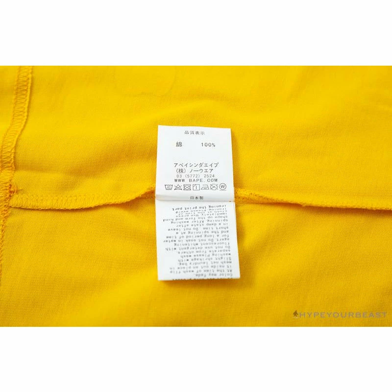 BAPE KIDS Small Net Pocket Ape Man Head Tee Shirt ‘YELLOW’ Clothes