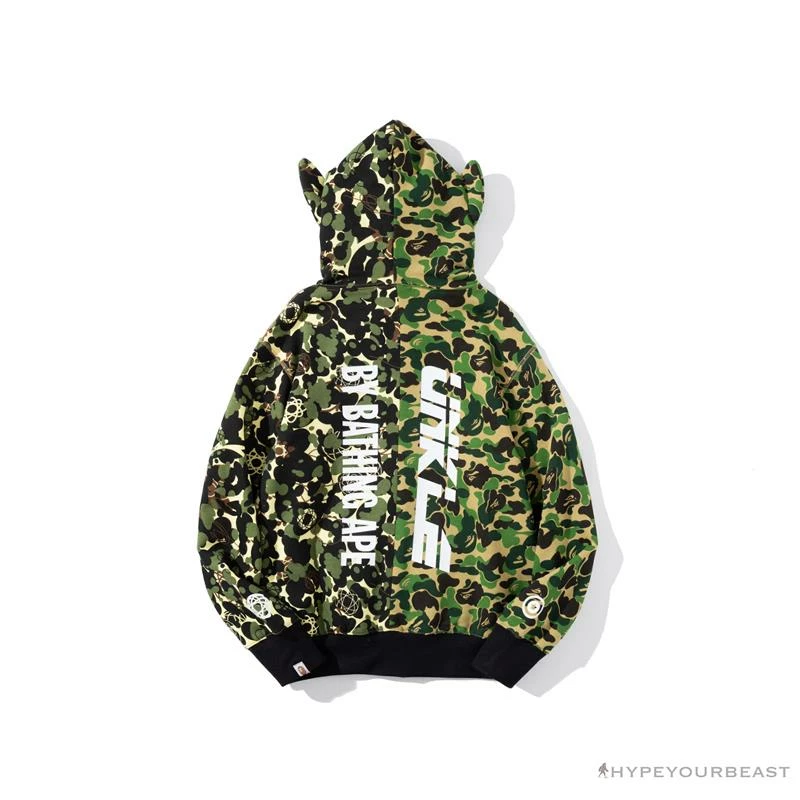 BAPE X UNKLE Camouflage Green Belt Ear Hoodie Clothes