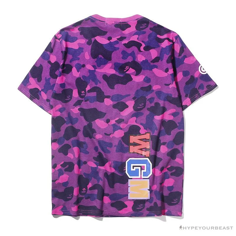 BAPE Camouflage Shark Head Classic Cotton Short Sleeve Tee Shirt ‘PURPLE’