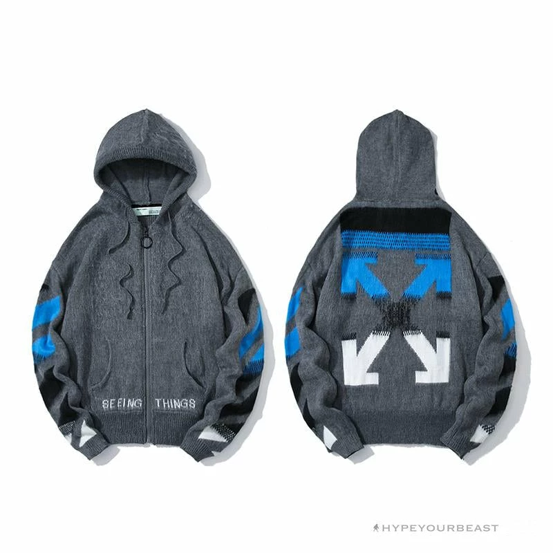 HypeYourBeast Hoodies & Jackets Off White Hoodie Grey Blue