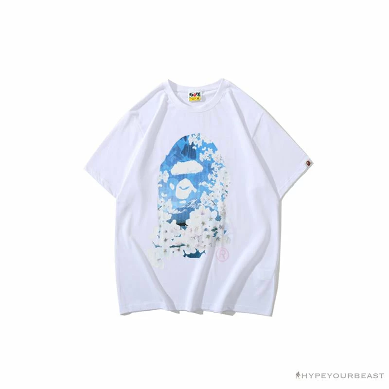 BAPE Japan Limited Edition Mt. Fuji Sakura Tee Shirt ‘WHITE’ Clothes