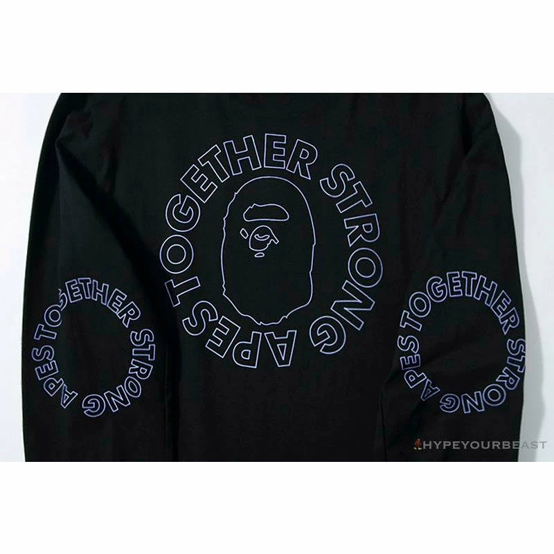 Clothes BAPE APES TOGETHER English Alphabet Ape Head Long Sleeve Shirt ‘BLACK’