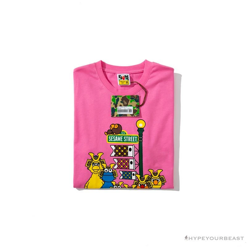Clothes BAPE Baby Milo Sesame Street Carp Streamer Tee Shirt ‘PINK’