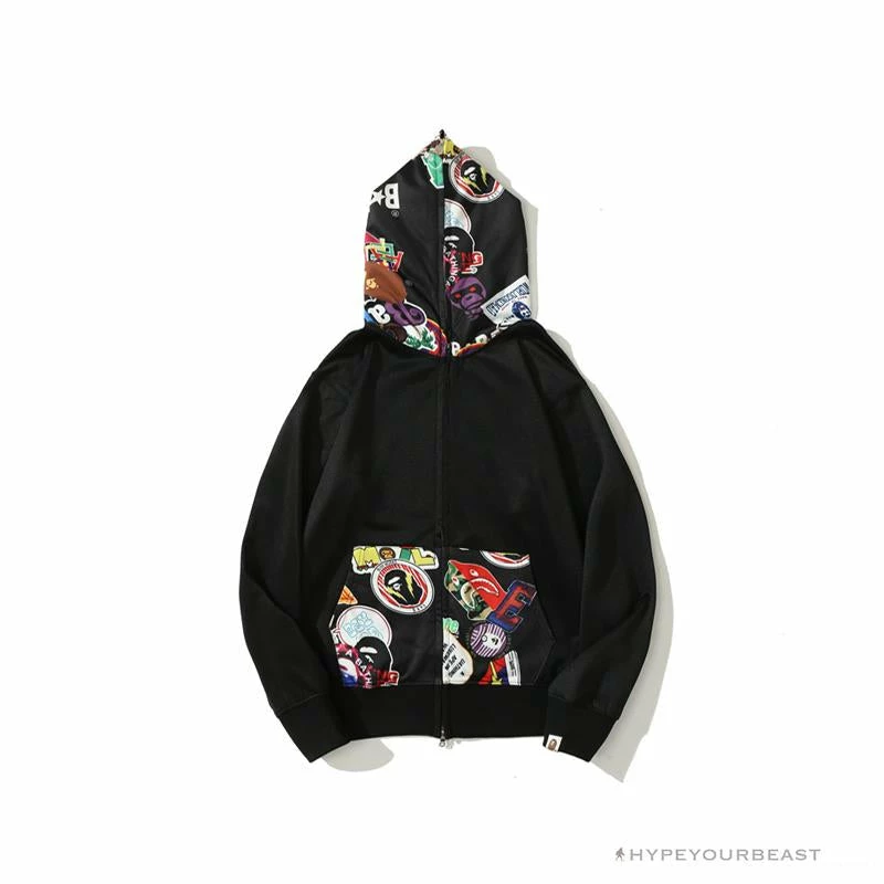 Clothes BAPE Badge LOGO Sticker Style Stitching Hoodie