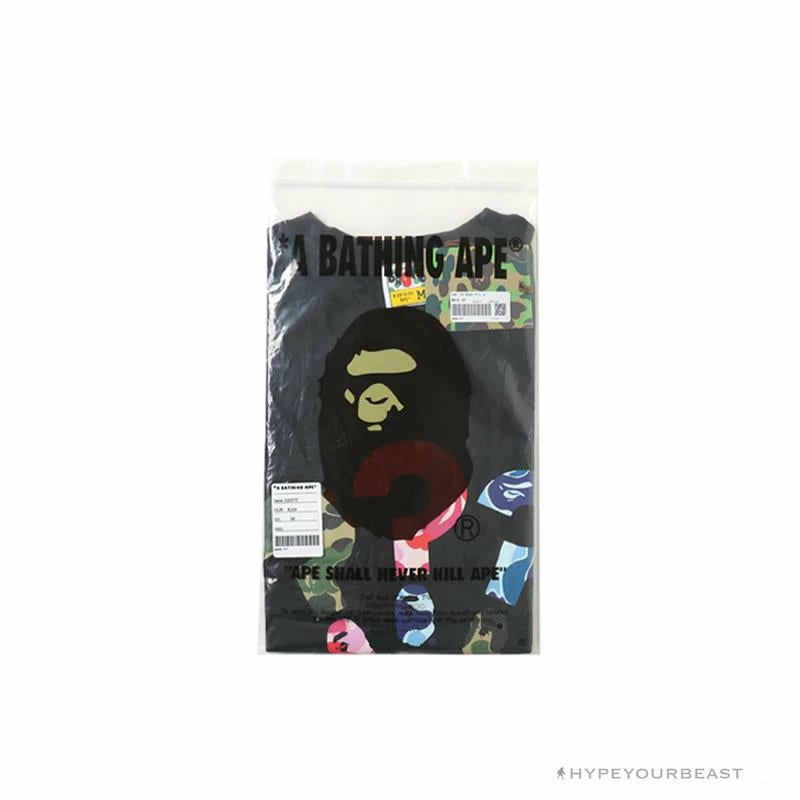 Clothes BAPE Camouflage Three-Color Question Mark Tee Shirt ‘BLACK’