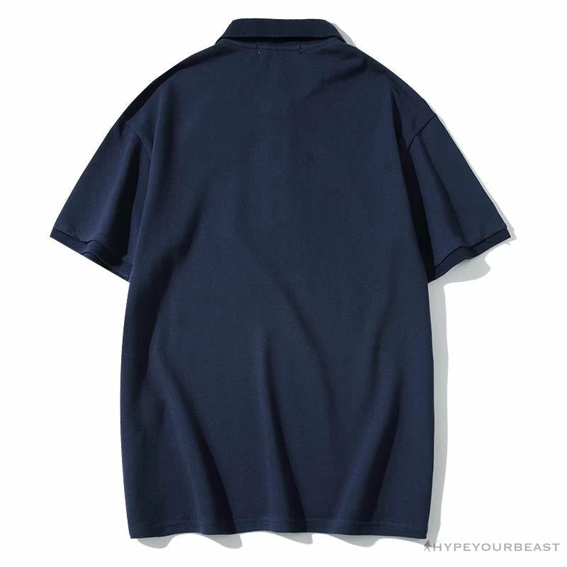 BAPE Solid Color Versatile Embroidered Ape Head Small Badge Polo Shirt ‘BLUE’