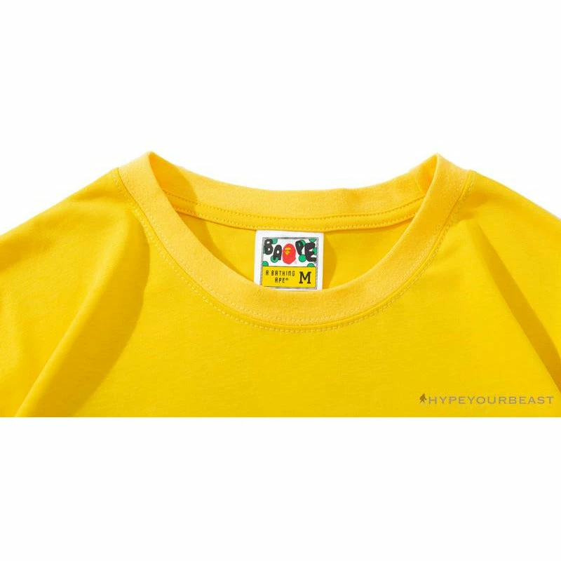 BAPE KIDS Small Net Pocket Ape Man Head Tee Shirt ‘YELLOW’ Clothes