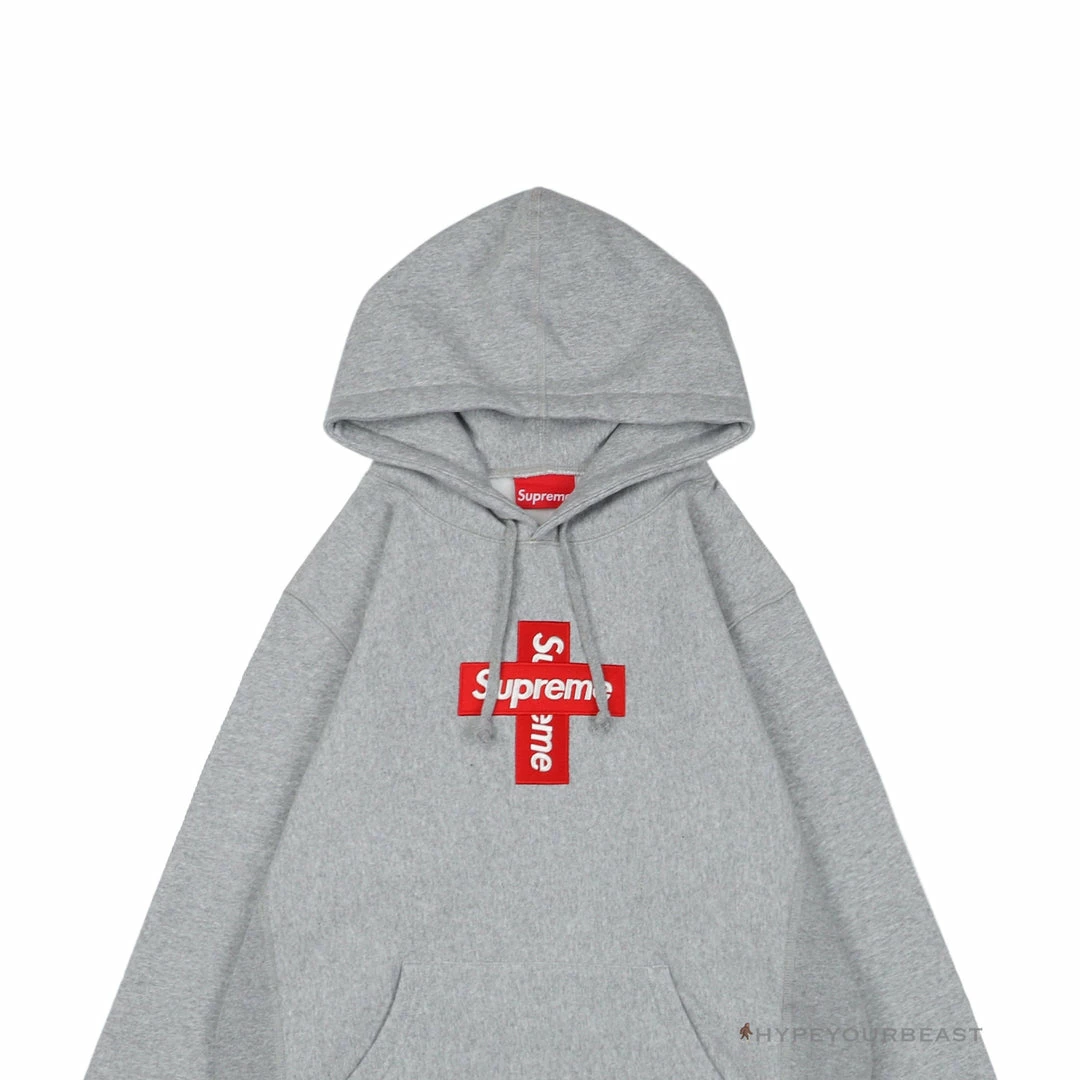 hypeyourbeast hoodies & jackets S*p*e cross box logo hoodie grey