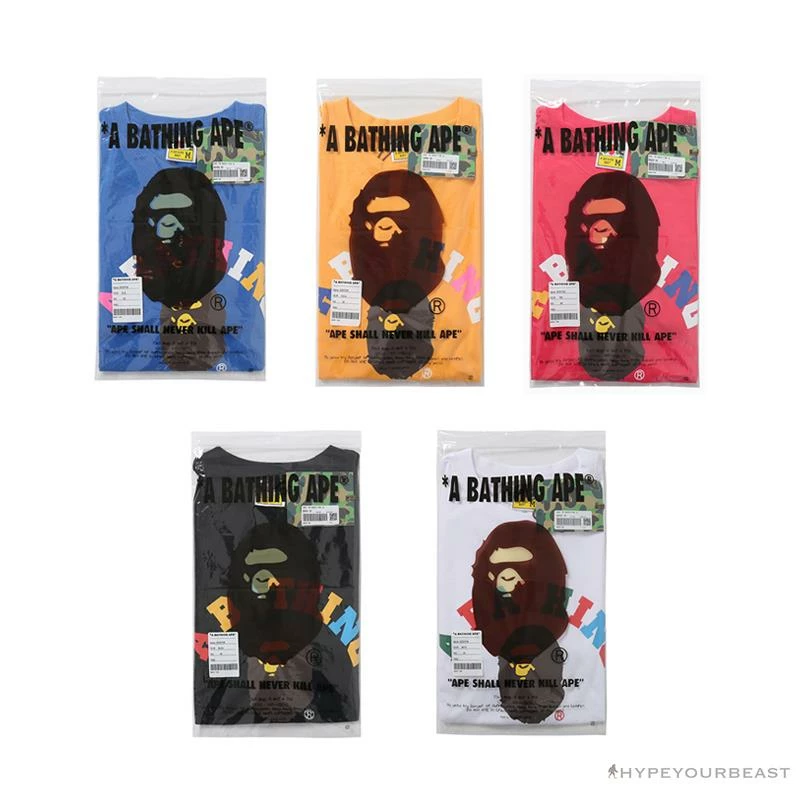 BAPE Little Ape Head Colorful Classic Tee Shirt ‘BLACK’ Clothes