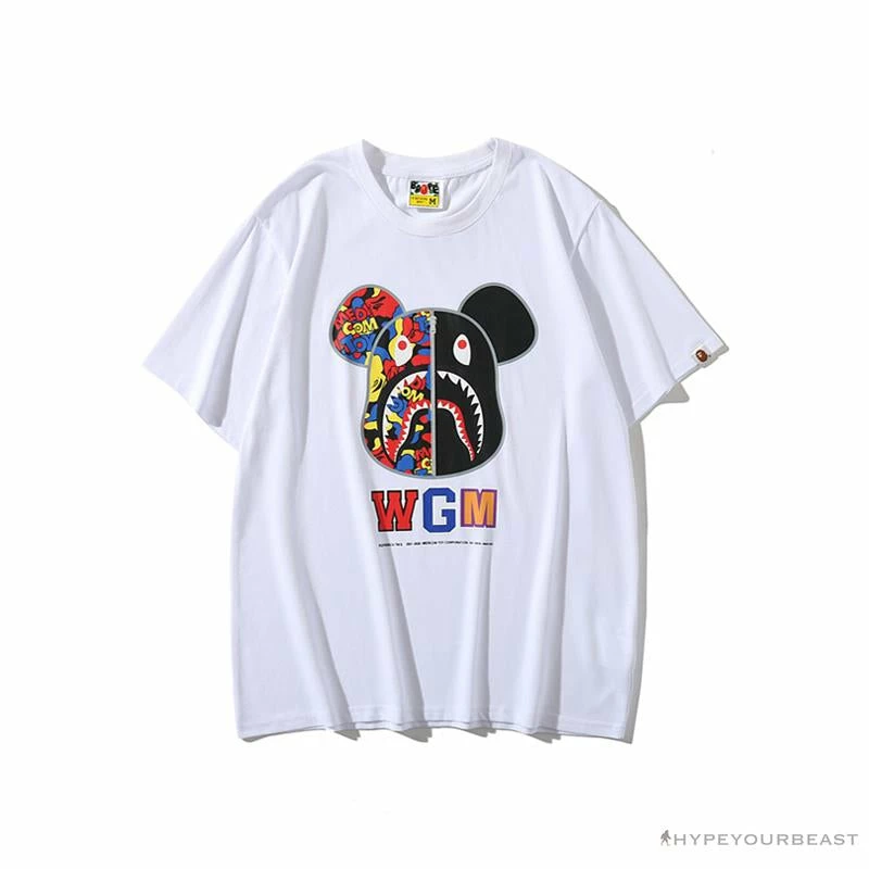 BAPE Violent Bear Color Stitching Tee Shirt ‘WHITE’ Clothes