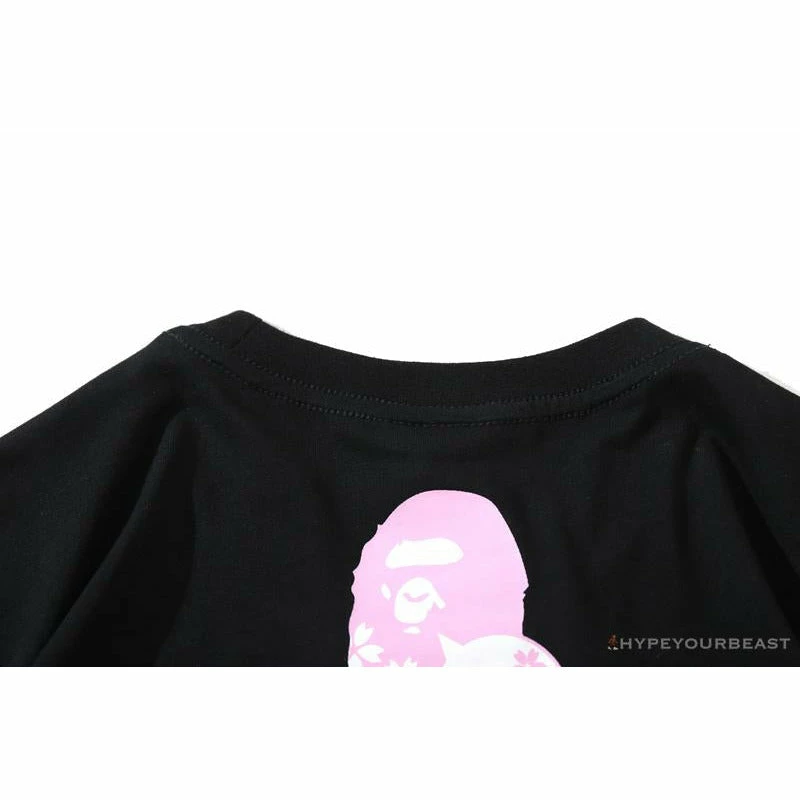 BAPE Japan Limited Edition Pink Cherry Tree Tee Shirt ‘BLACK’ Clothes
