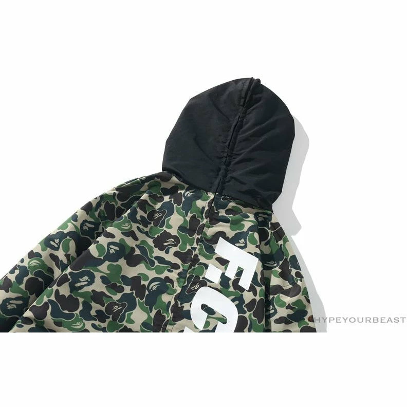BAPE X FCRB Joint Double Zip Camouflage Hoodie ‘GREEN’