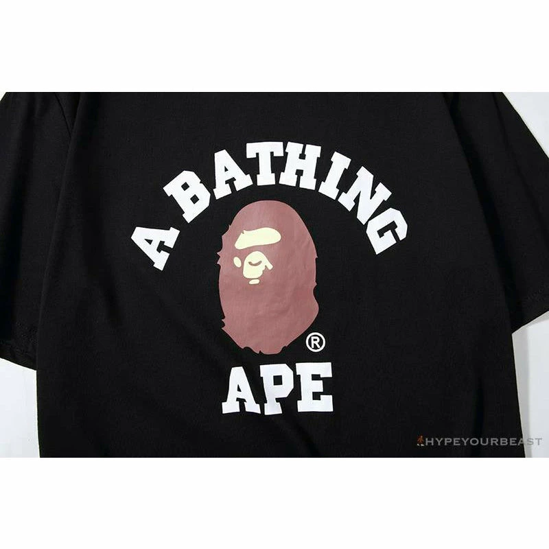 BAPE Classic Basic Ape Man Head English LOGO Tee Shirt ‘BLACK’ Clothes