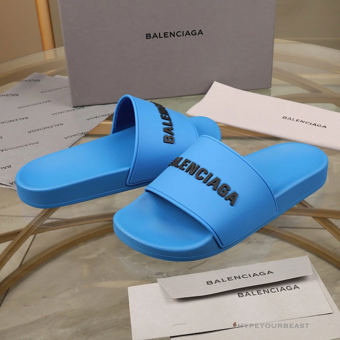hypeyourbeast Ba*len*cia*ga slides bcg slides blue
